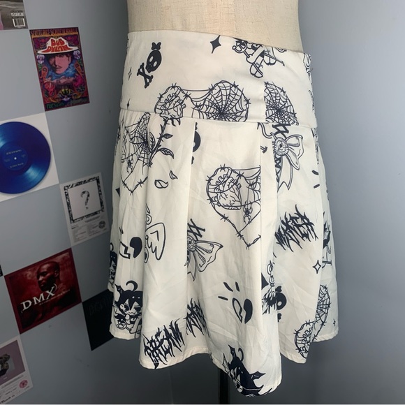 Kawaii Cartoon All Over Graphic Goth Skater Skirt  Halloween Skirt - Picture 6 of 9